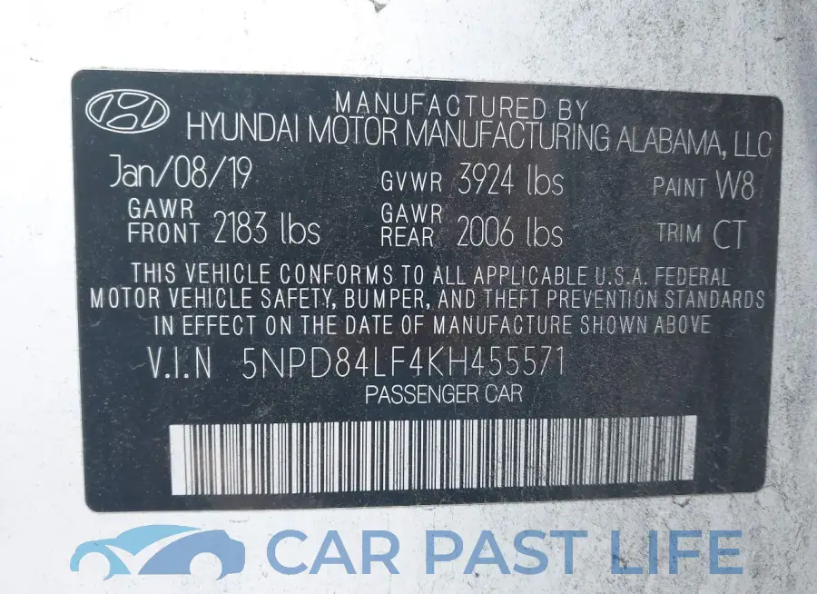 5NPD84LF4KH455571# 9