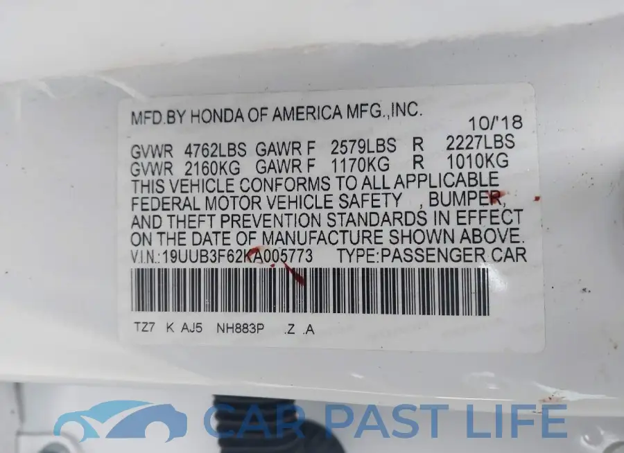 19UUB3F62KA005773# 8
