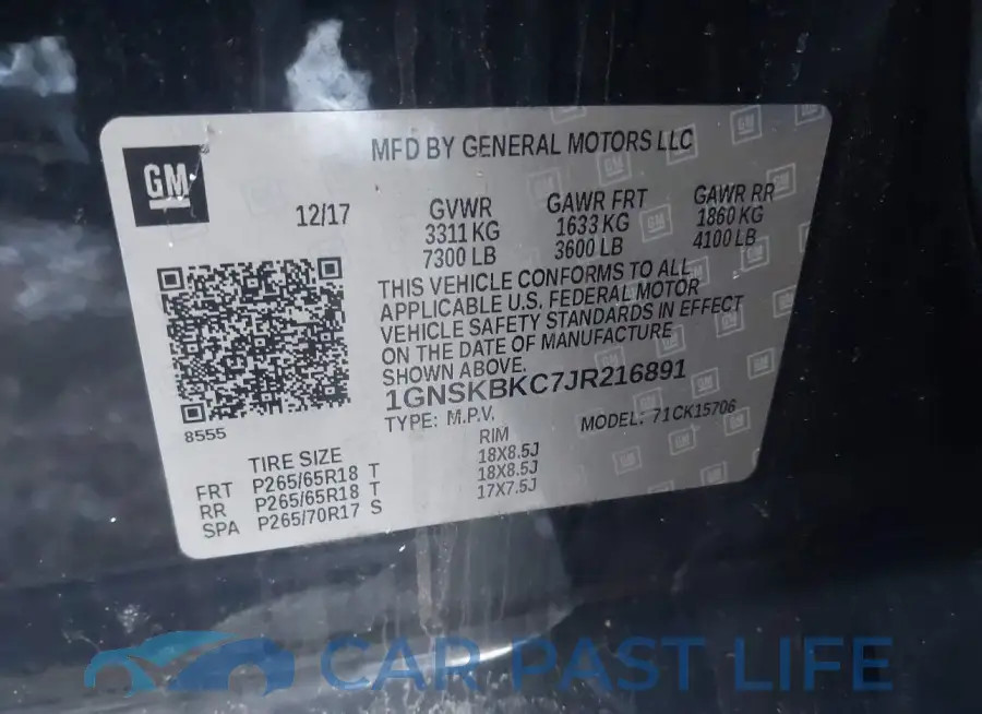 1GNSKBKC7JR216891# 9
