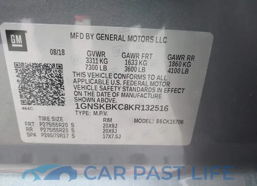 1GNSKBKC8KR132516# 9