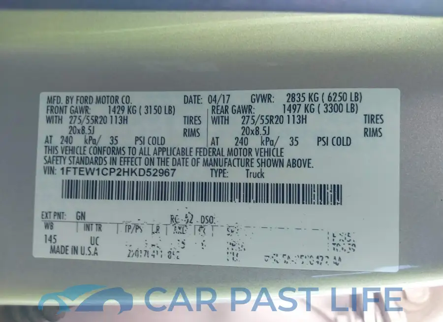 1FTEW1CP2HKD52967# 9