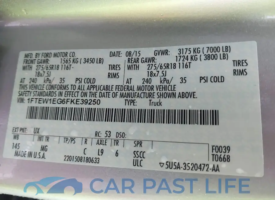 1FTEW1EG6FKE39250# 9