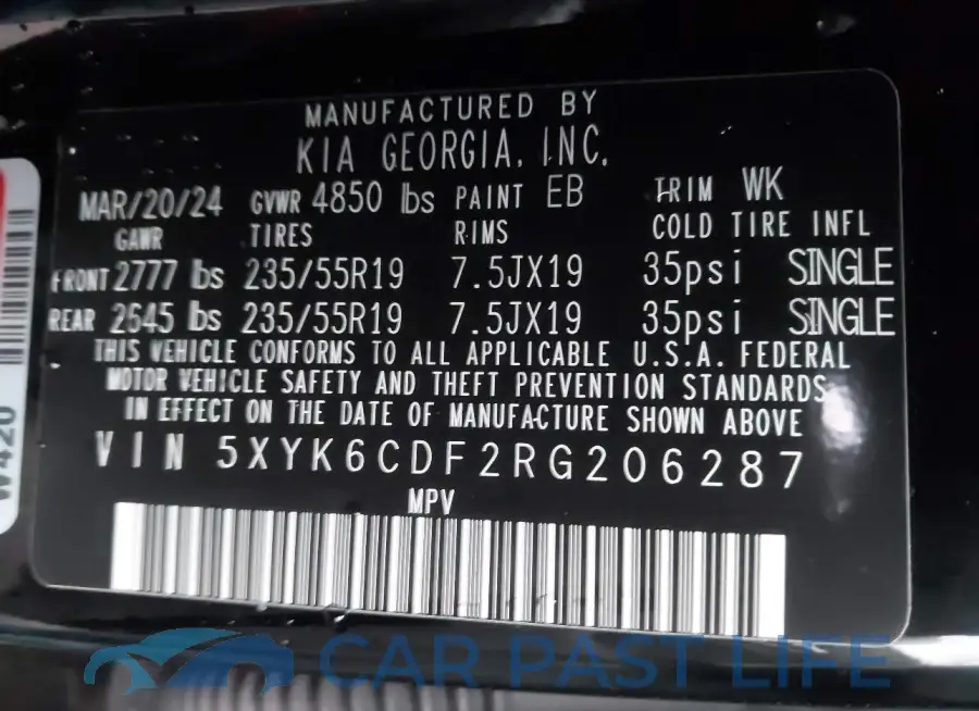 5XYK6CDF2RG206287# 9