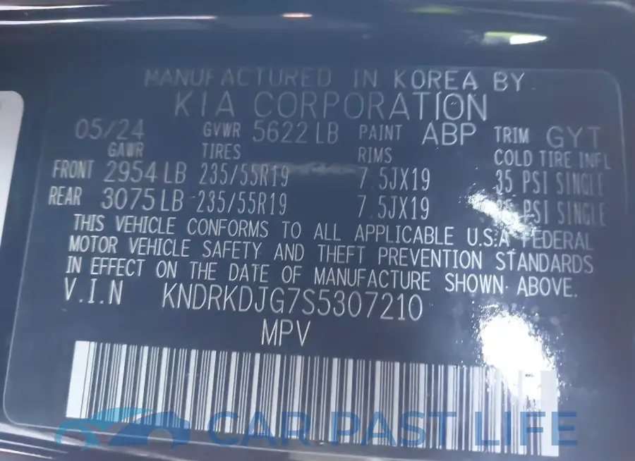 KNDRKDJG7S5307210# 9