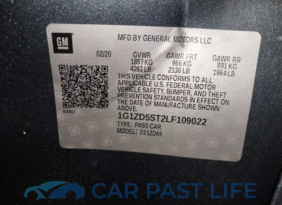1G1ZD5ST2LF109022# 9