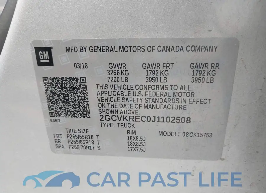 2GCVKREC0J1102508# 9