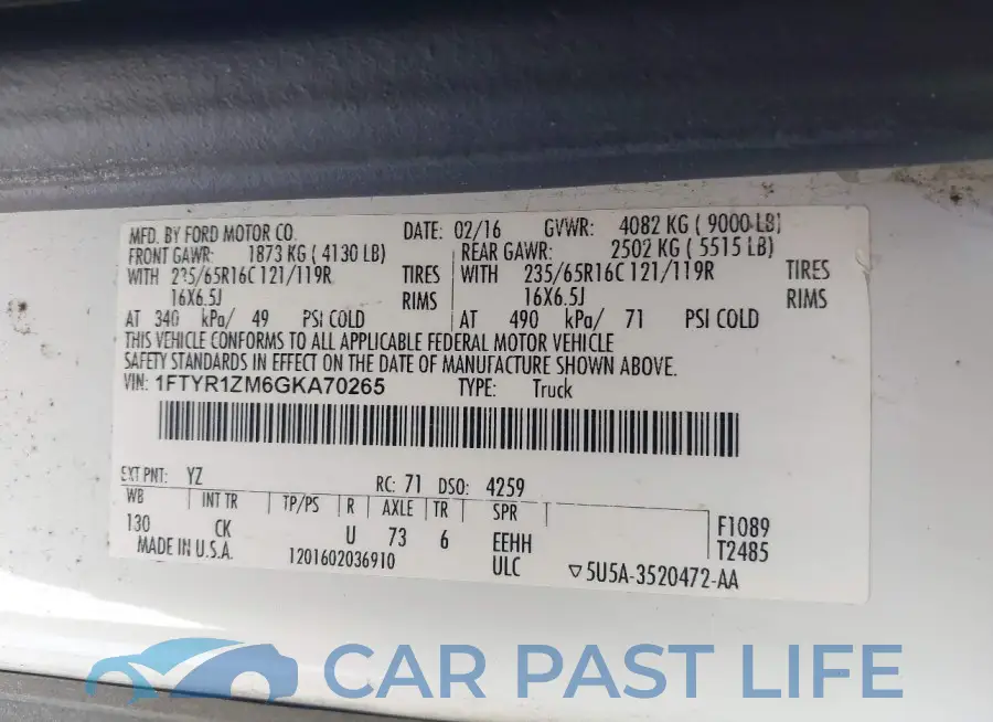 1FTYR1ZM6GKA70265# 9