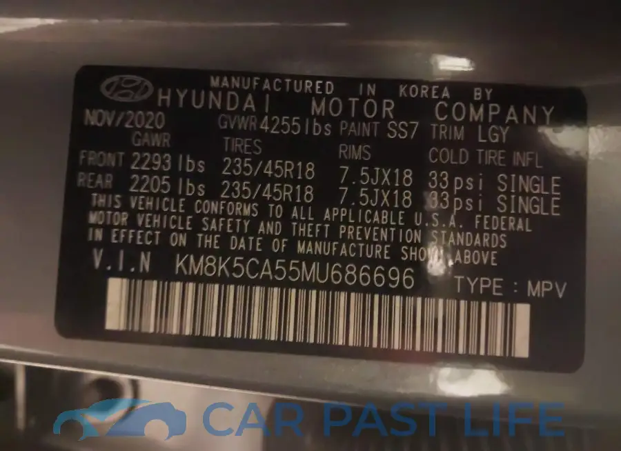 KM8K5CA55MU686696# 9