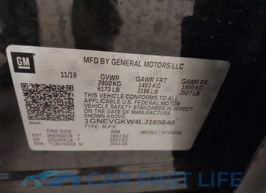 1GNEVGKW4LJ165640# 9