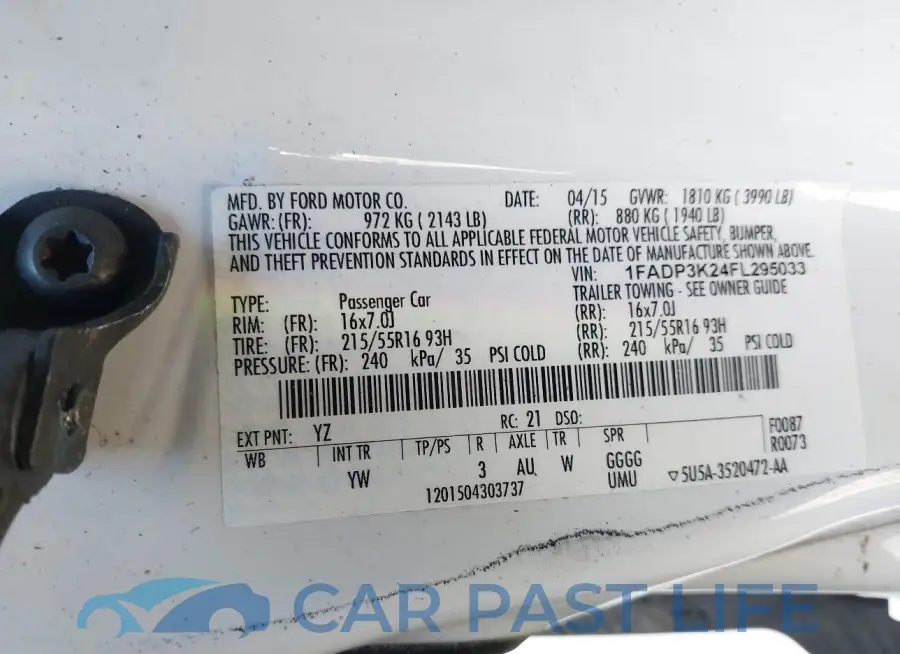 1FADP3K24FL295033# 9
