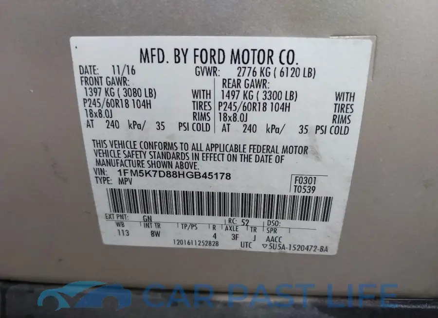 1FM5K7D88HGB45178# 9
