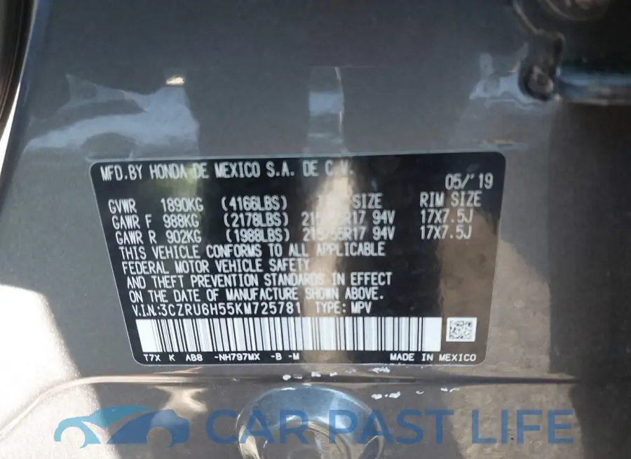 3CZRU6H55KM725781# 9
