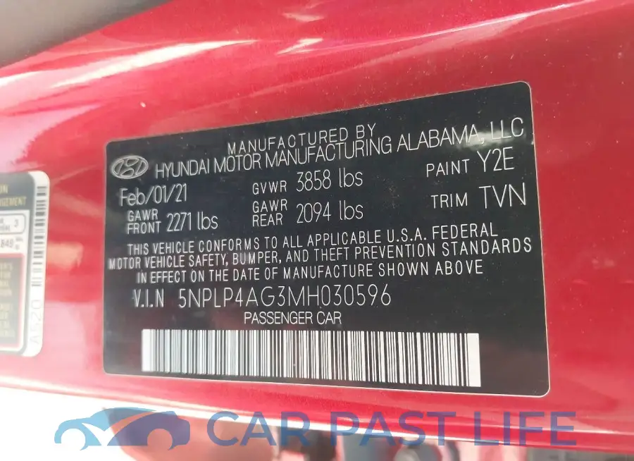 5NPLP4AG3MH030596# 9