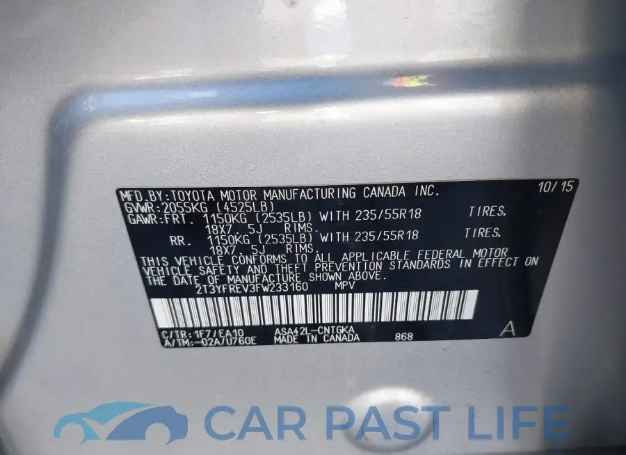2T3YFREV3FW233160# 9