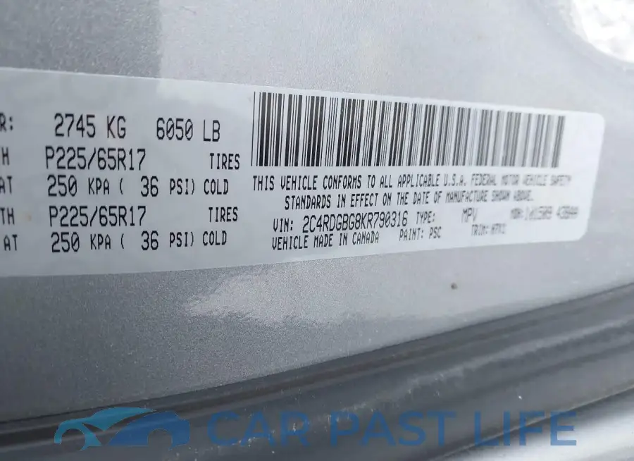 2C4RDGBG8KR790316# 9
