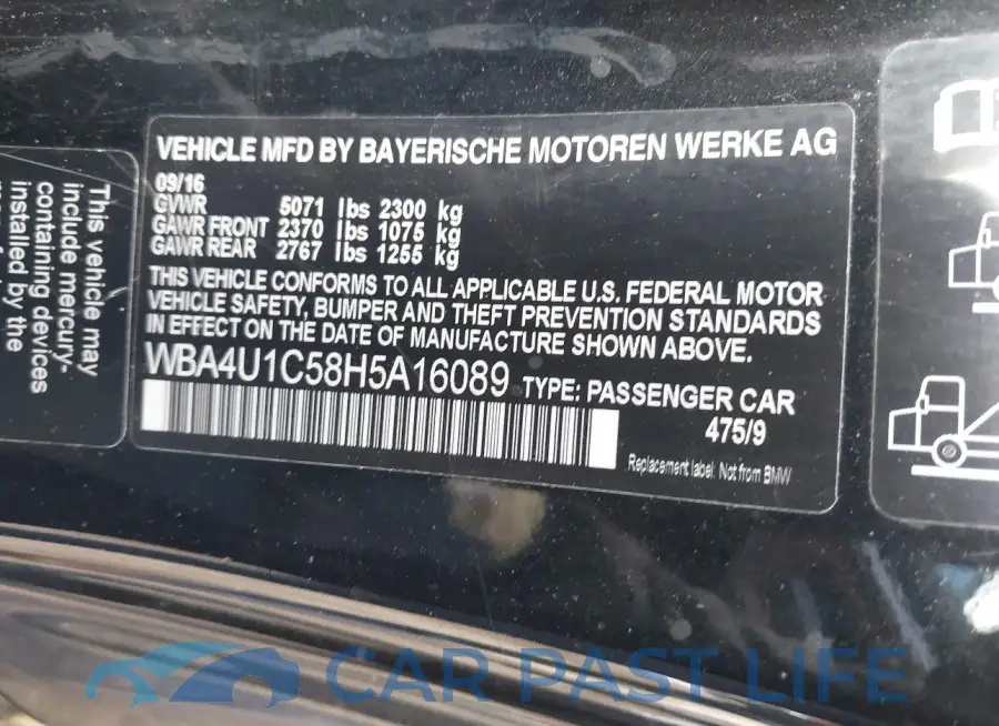 WBA4U1C58H5A16089# 9