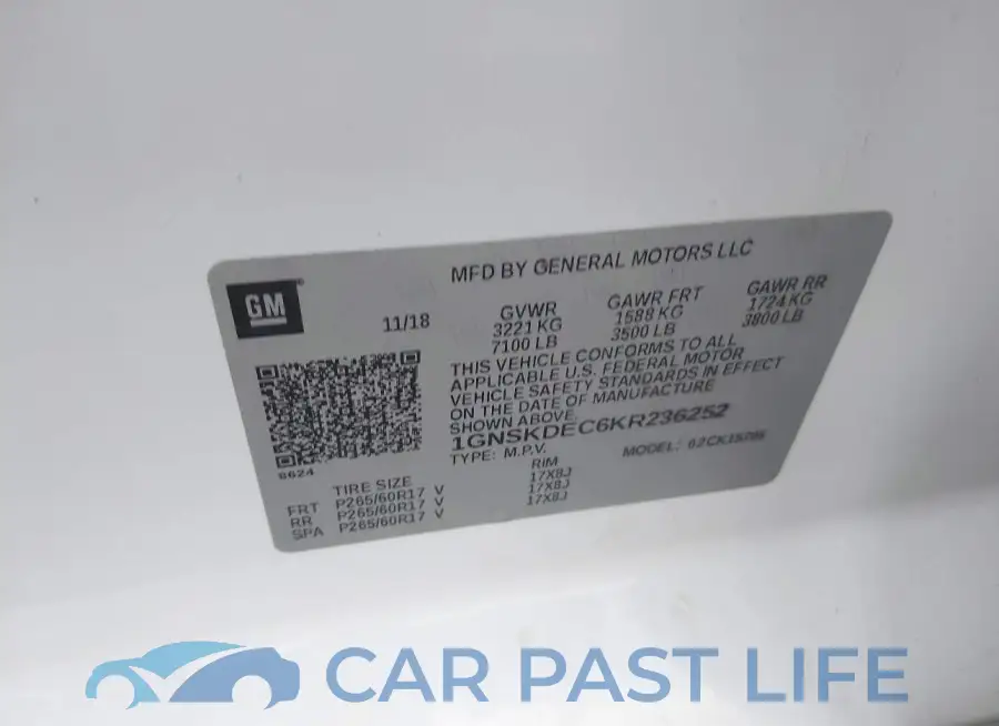 1GNSKDEC6KR236252# 9