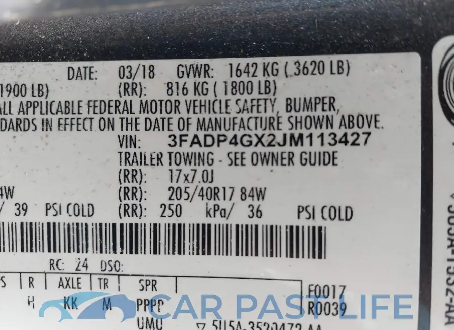 3FADP4GX2JM113427# 9