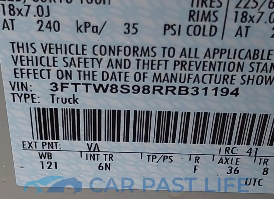 3FTTW8S98RRB31194# 9