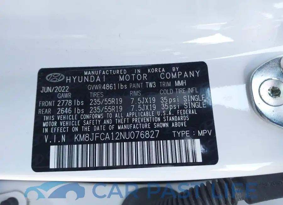 KM8JFCA12NU076827# 9