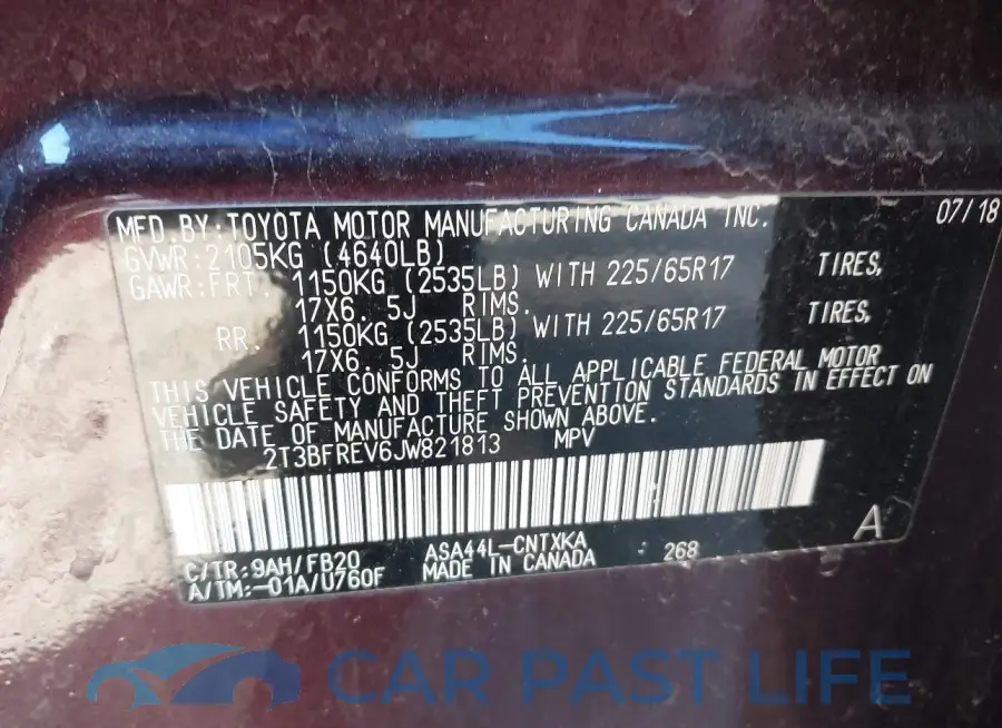 2T3BFREV6JW821813# 9