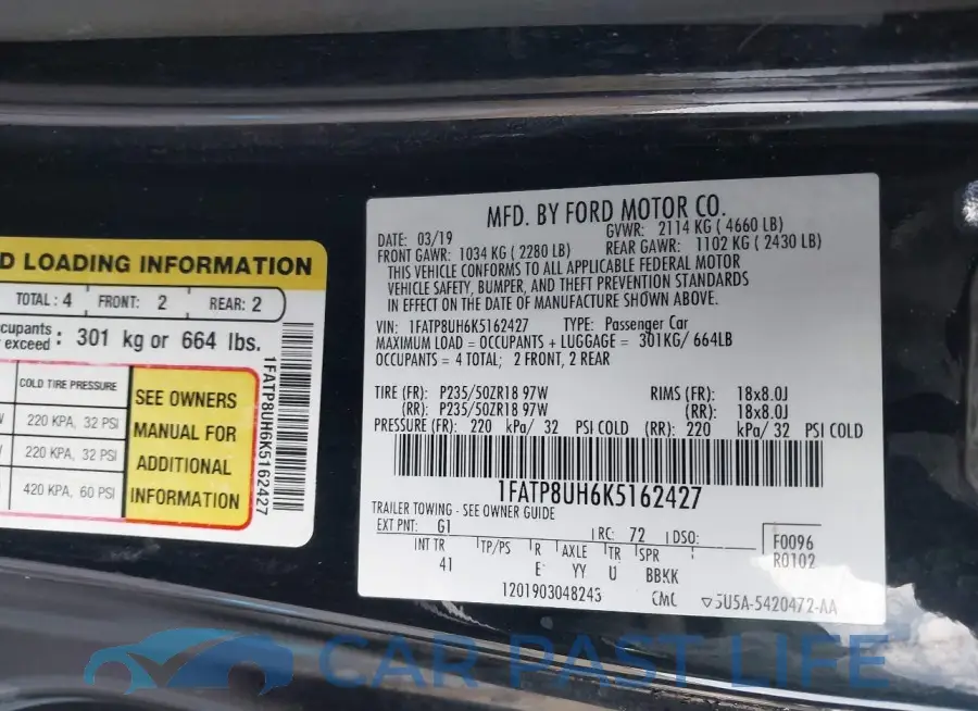 1FATP8UH6K5162427# 9