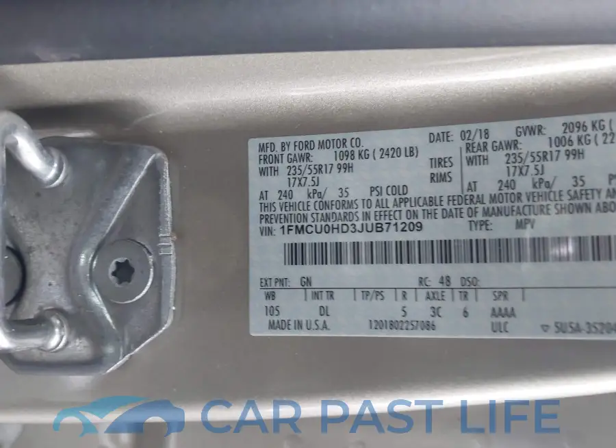 1FMCU0HD3JUB71209# 9