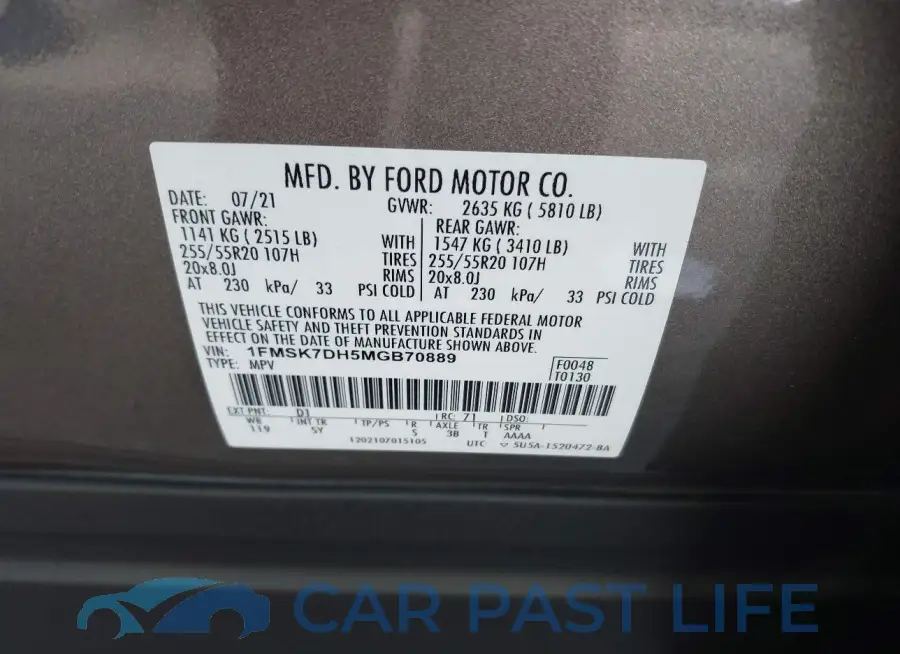 1FMSK7DH5MGB70889# 9