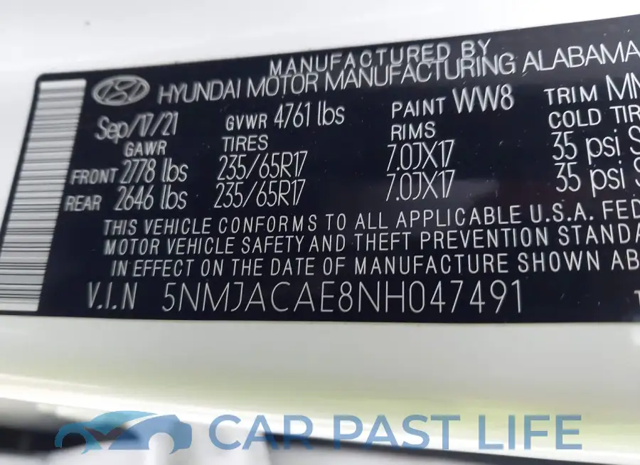 5NMJACAE8NH047491# 9
