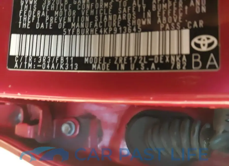 5YFBURHE4KP913645# 9