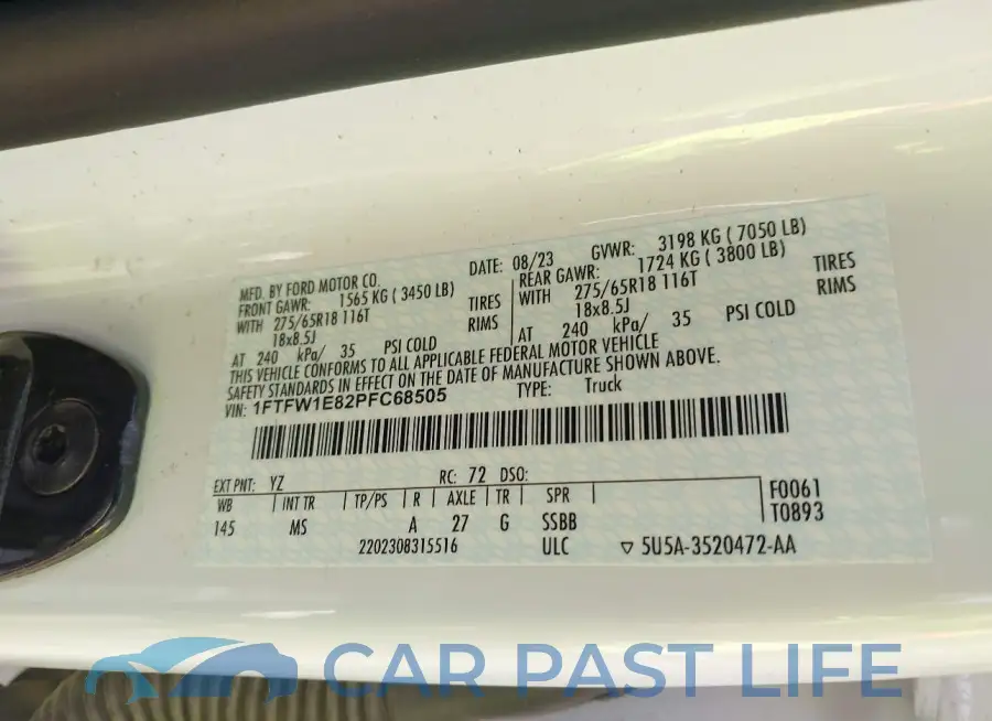 1FTFW1E82PFC68505# 9