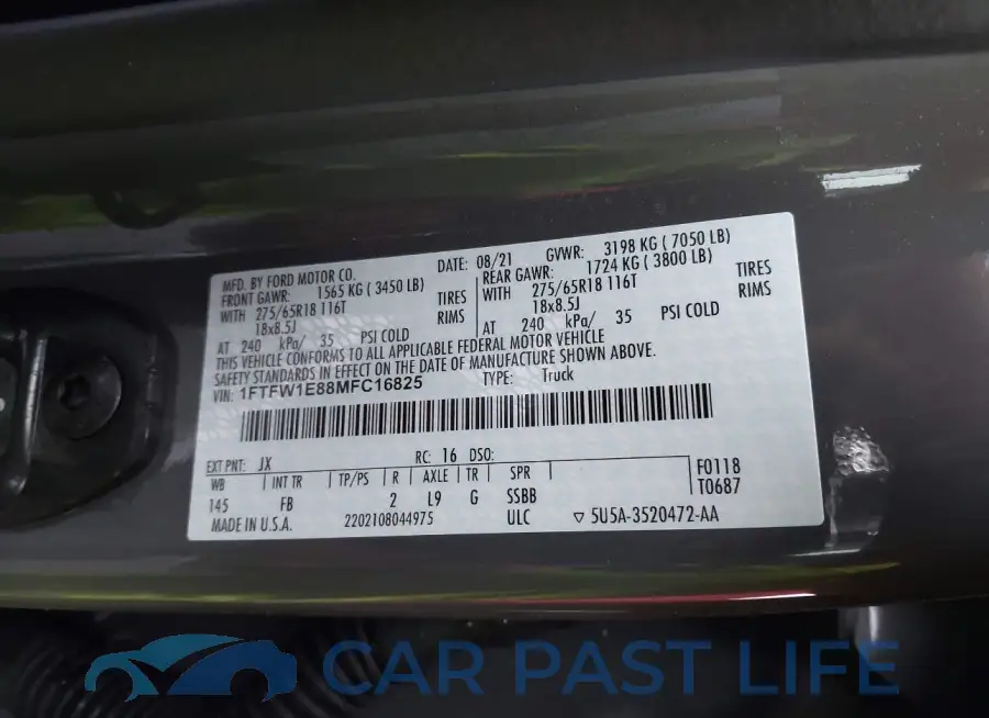 1FTFW1E88MFC16825# 9