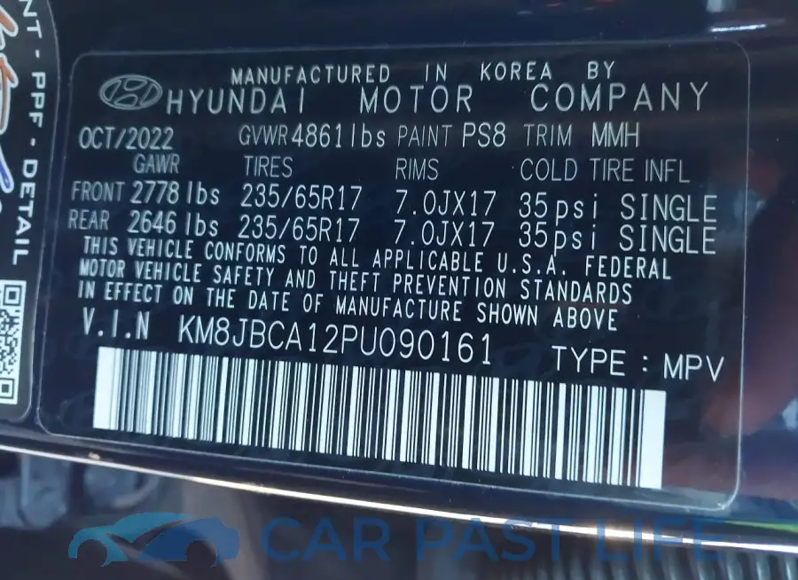 KM8JBCA12PU090161# 9
