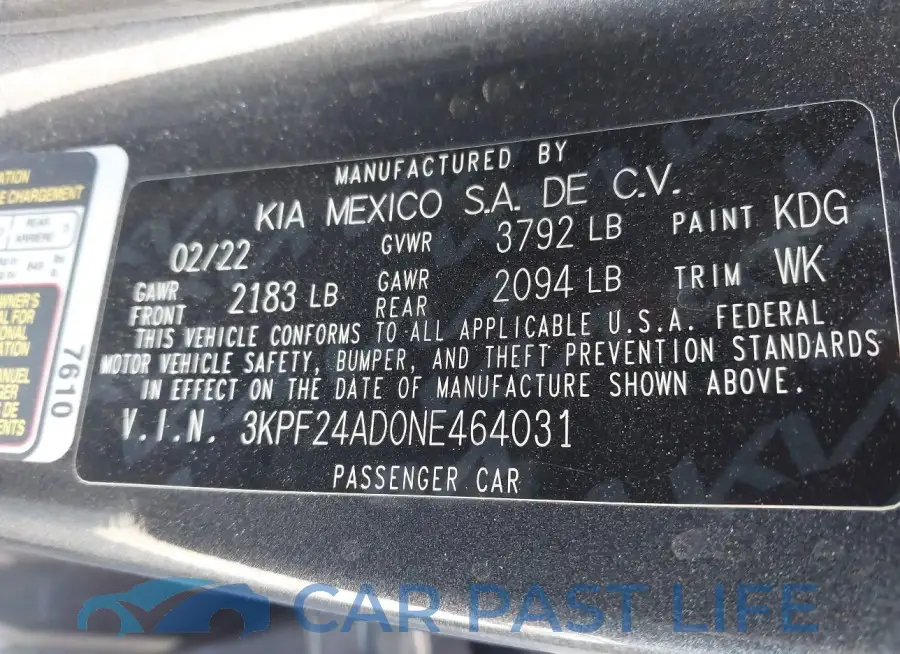 3KPF24AD0NE464031# 9