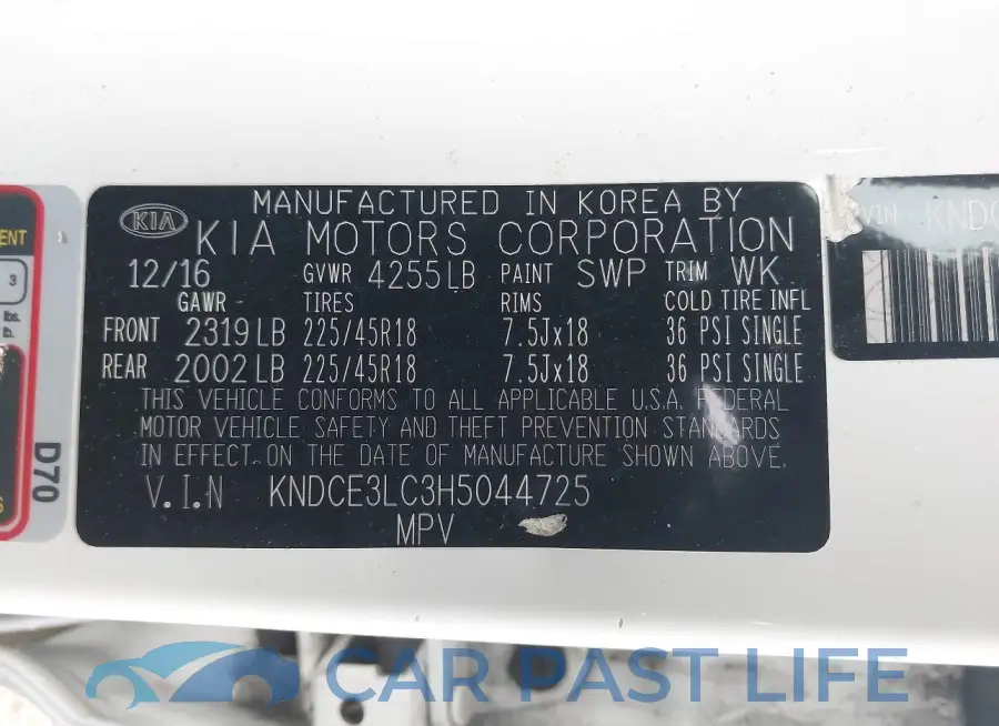 KNDCE3LC3H5044725# 9