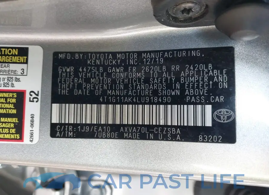 4T1G11AK4LU918490# 9