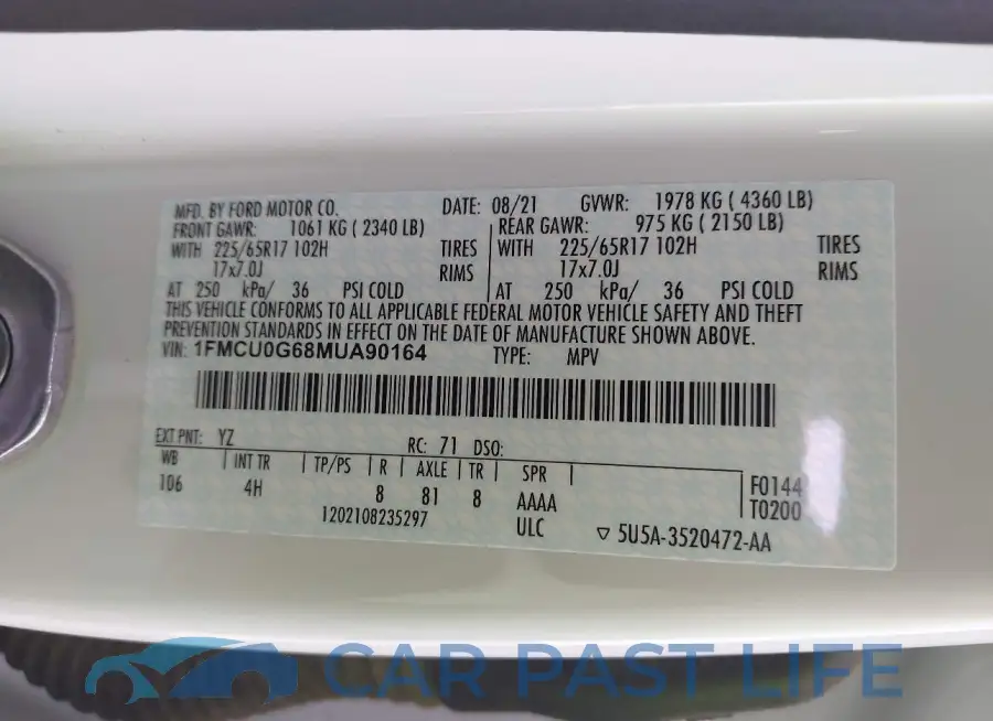 1FMCU0G68MUA90164# 9