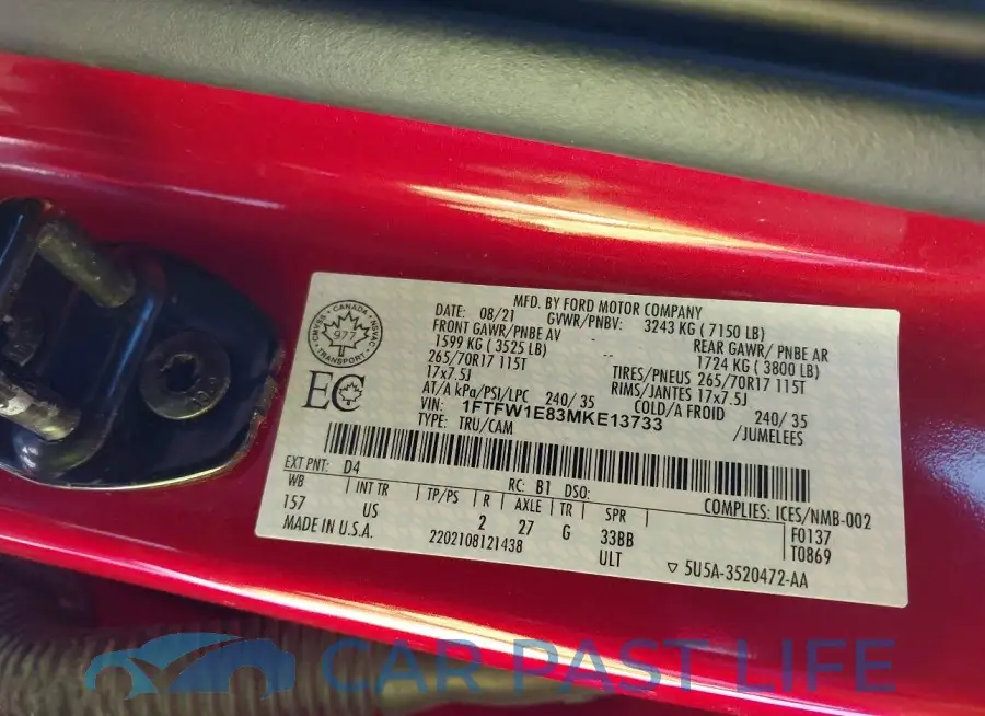 1FTFW1E83MKE13733# 9
