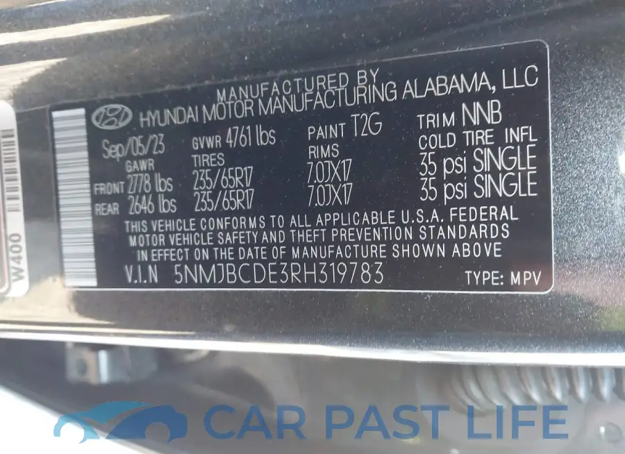 5NMJBCDE3RH319783# 9
