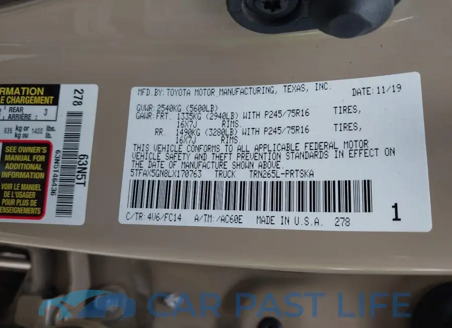 5TFAX5GN8LX170763# 9