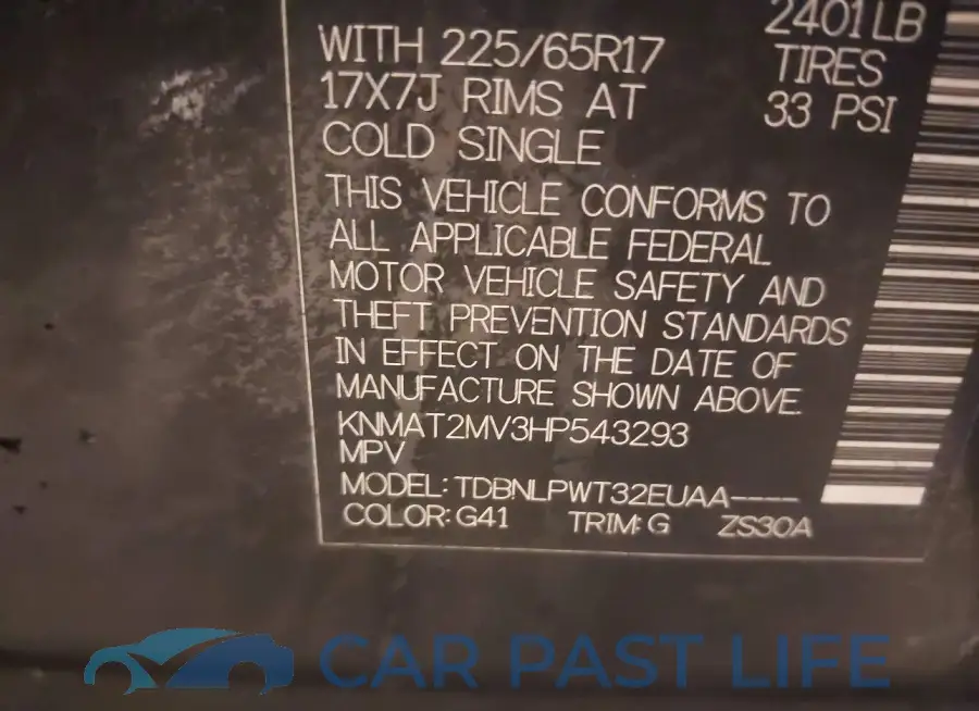 KNMAT2MV3HP543293# 9