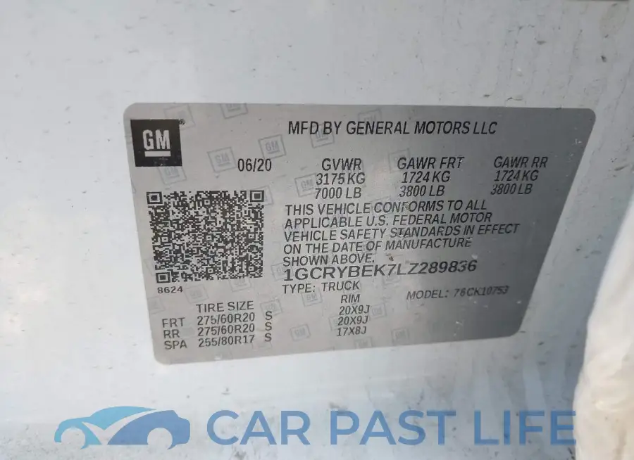 1GCRYBEK7LZ289836# 9