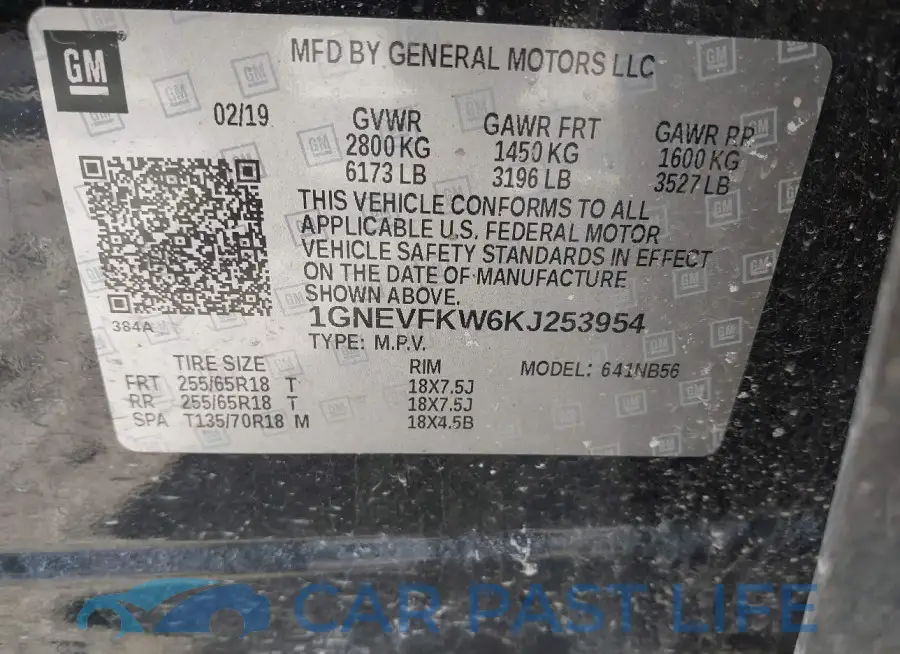 1GNEVFKW6KJ253954# 9