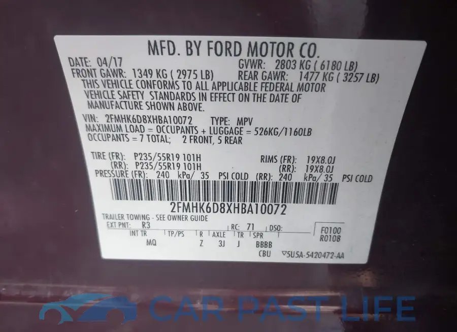 2FMHK6D8XHBA10072# 9