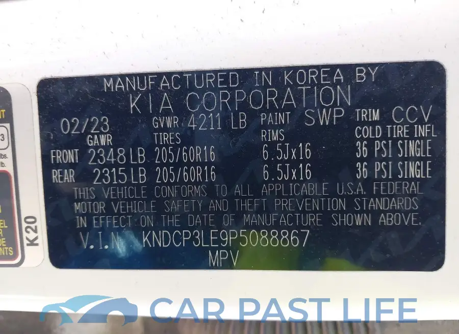 KNDCP3LE9P5088867# 9