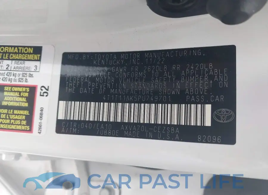 4T1T11AK5PU749701# 9
