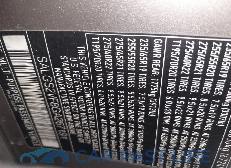SALGS2VF8GA267191# 9