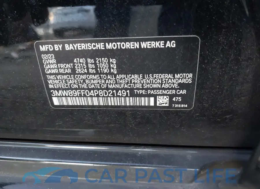 3MW89FF04P8D21491# 9