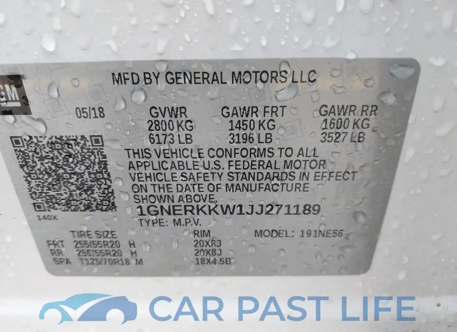 1GNERKKW1JJ271189# 9