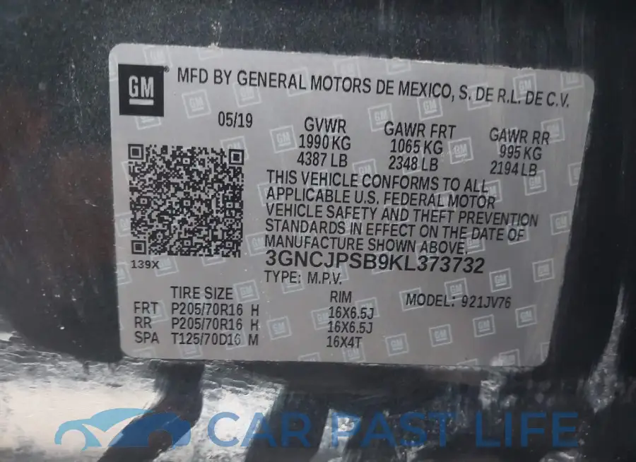 3GNCJPSB9KL373732# 9